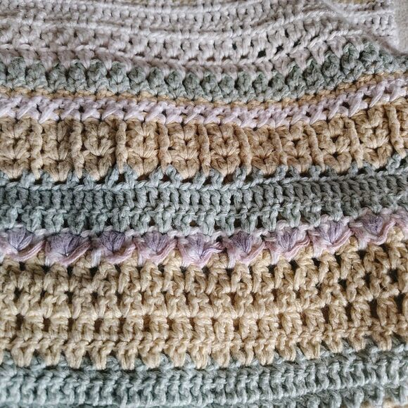 Levon Levin Hand Loomed Striped Crochet Cardigan Pastel Retro 90s Y2K Size Large - Picture 9 of 11